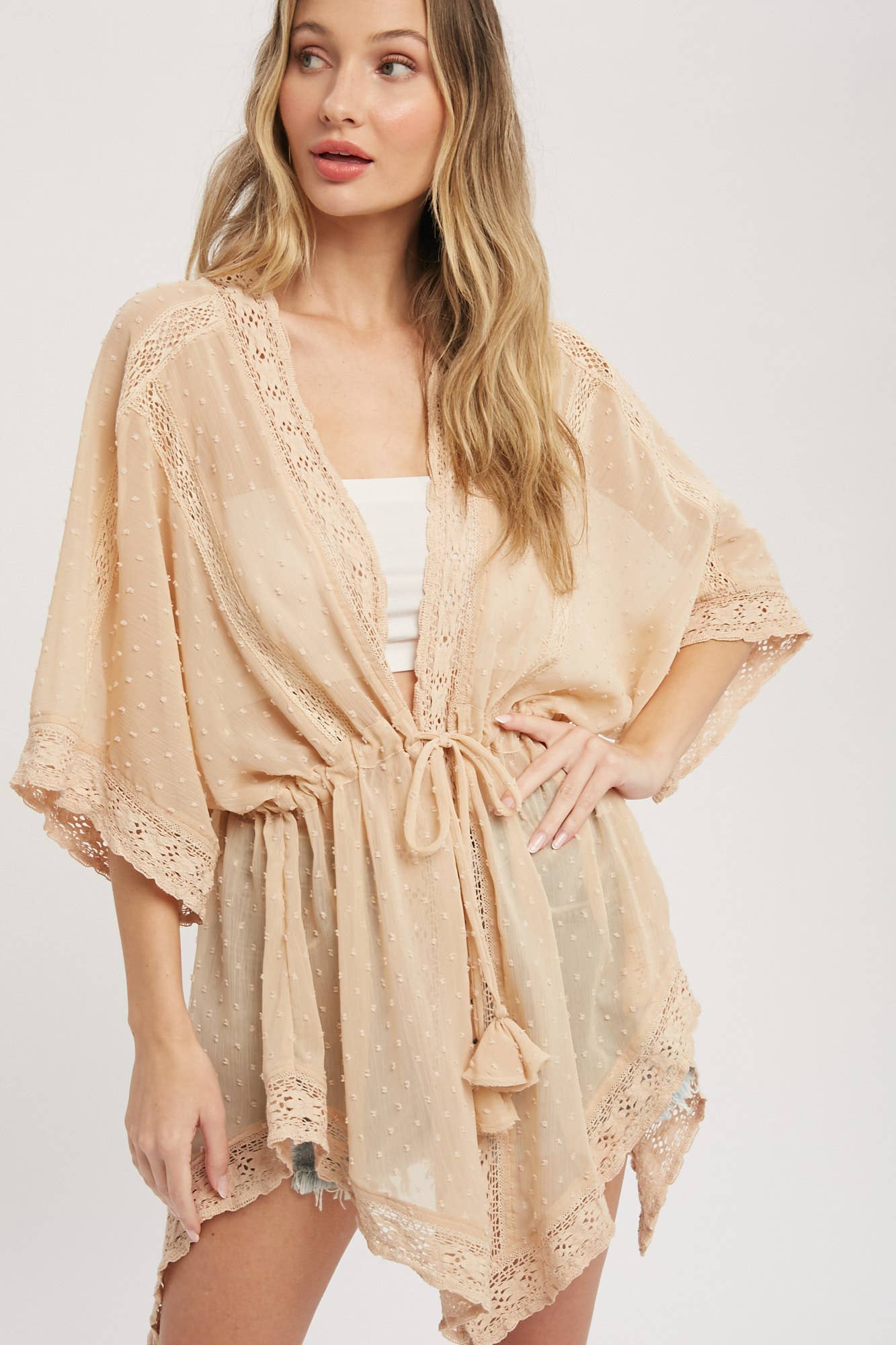 Bluivy - LACE TRIM KIMONO