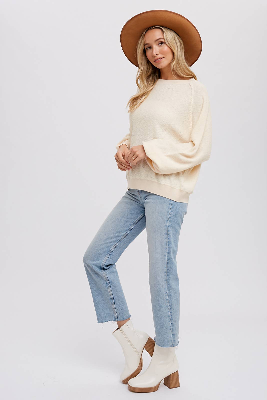 Bluivy - REVERSE SEAM BOUCLE PULLOVER