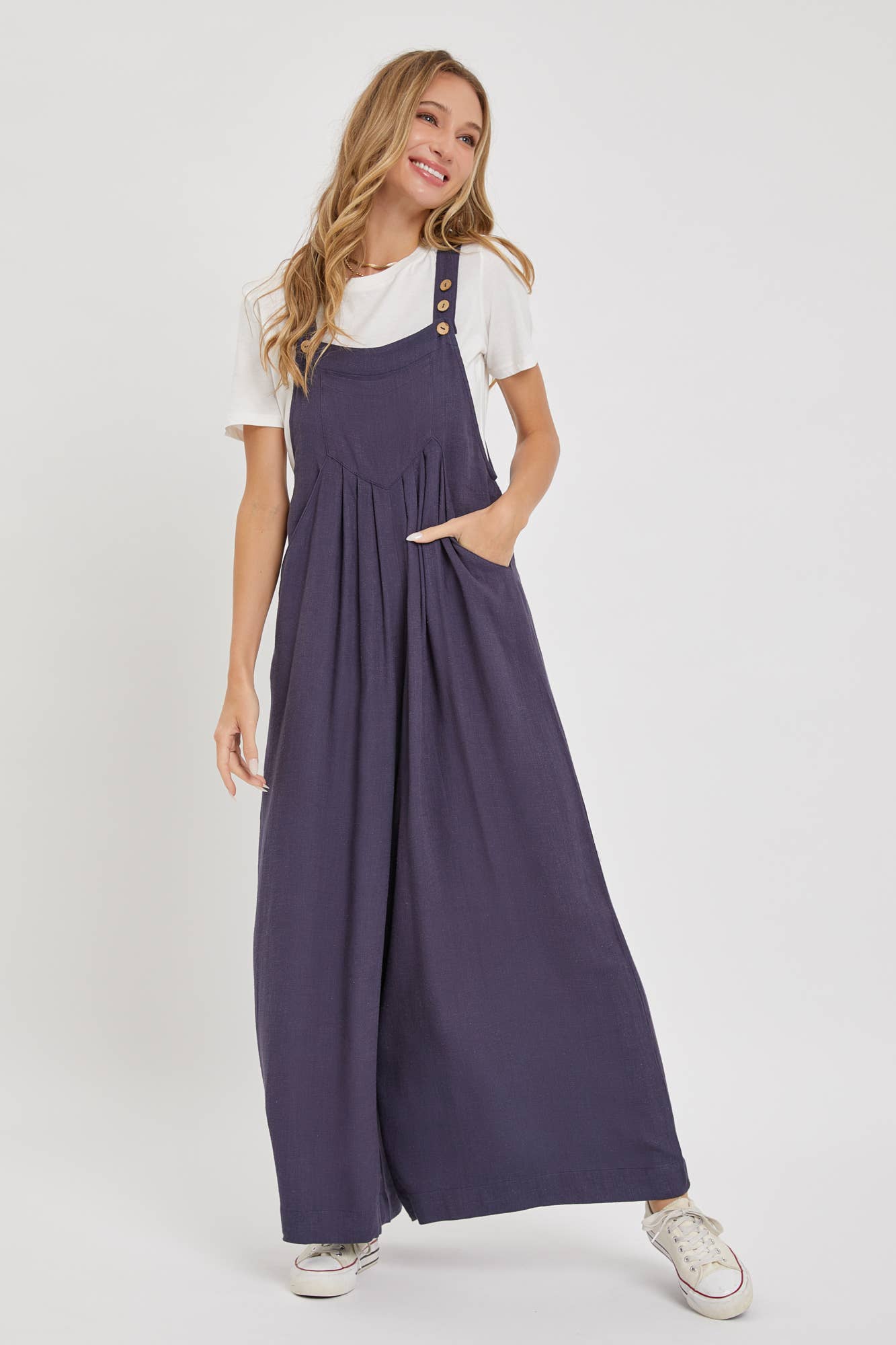 Sweet Lovely by Jen - ADJUSTABLE STRAP OVERALL WIDE LEG JUMPSUIT