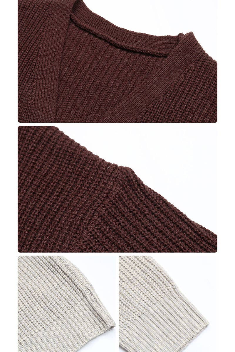 Lily Clothing - CWOCAL0237_LONG SLEEVE COLOR BLOCK CARDIGAN COAT