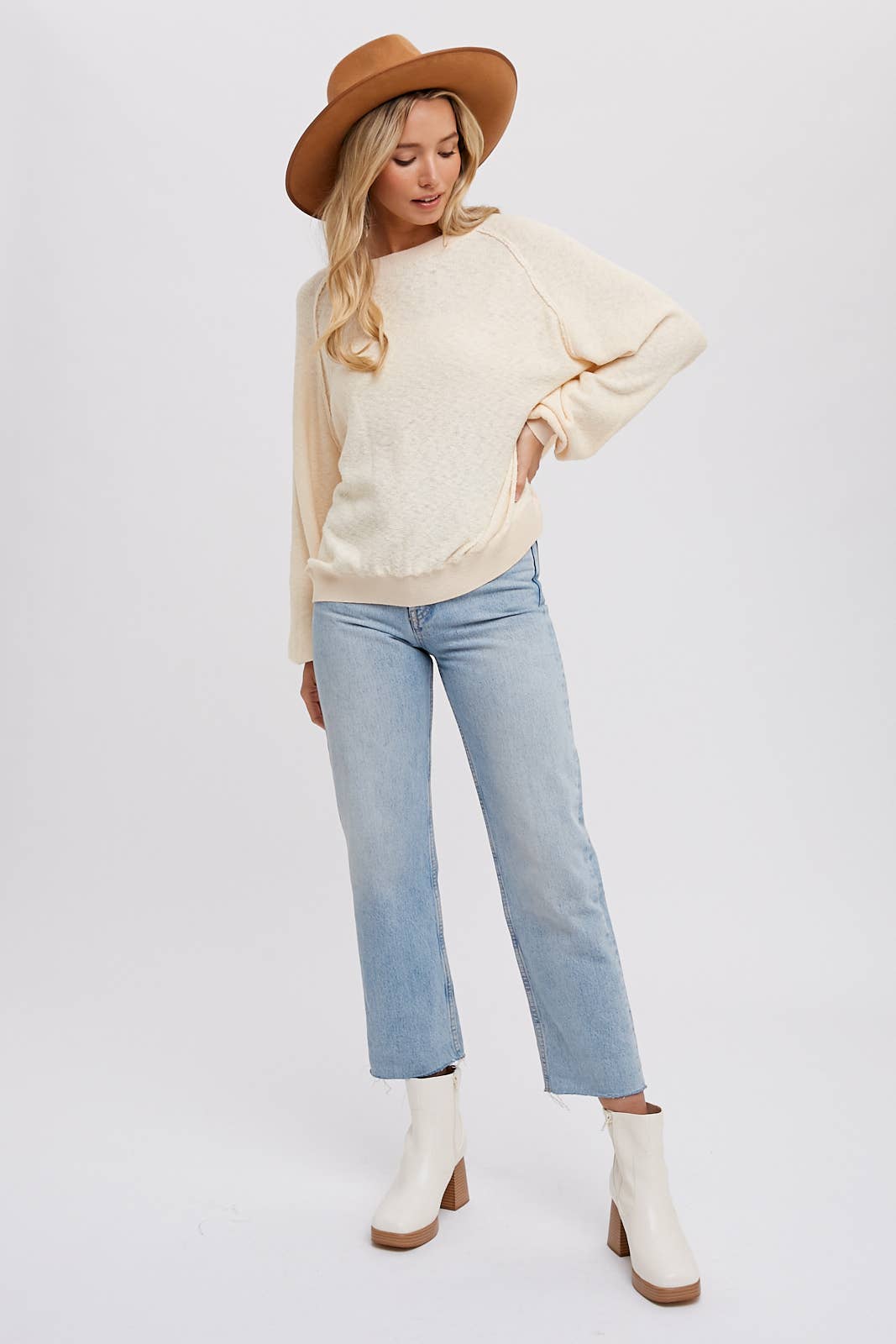 Bluivy - REVERSE SEAM BOUCLE PULLOVER