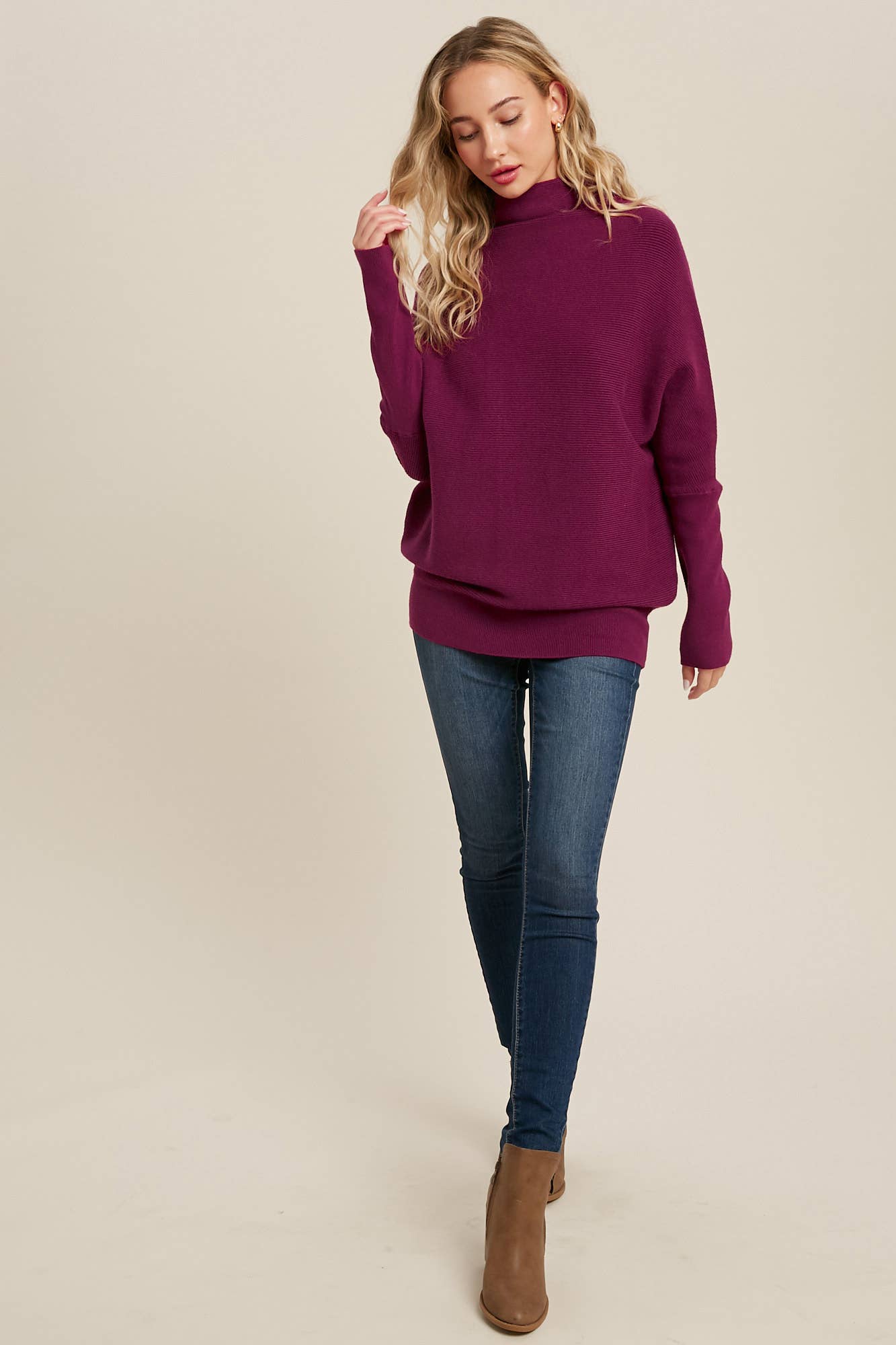 Bluivy - SLOUCH NECK DOLMAN PULLOVER SWEATER
