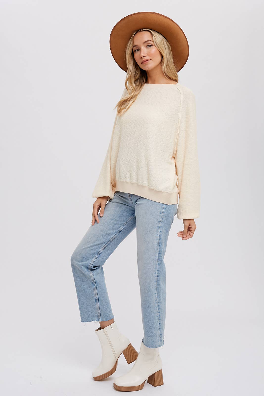 Bluivy - REVERSE SEAM BOUCLE PULLOVER