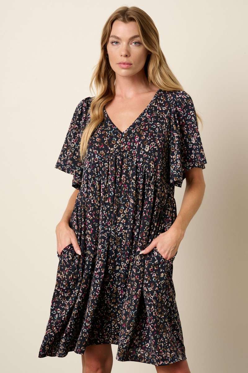 mittoshop - ANIMAL PRINT BABYDOLL MINI DRESS