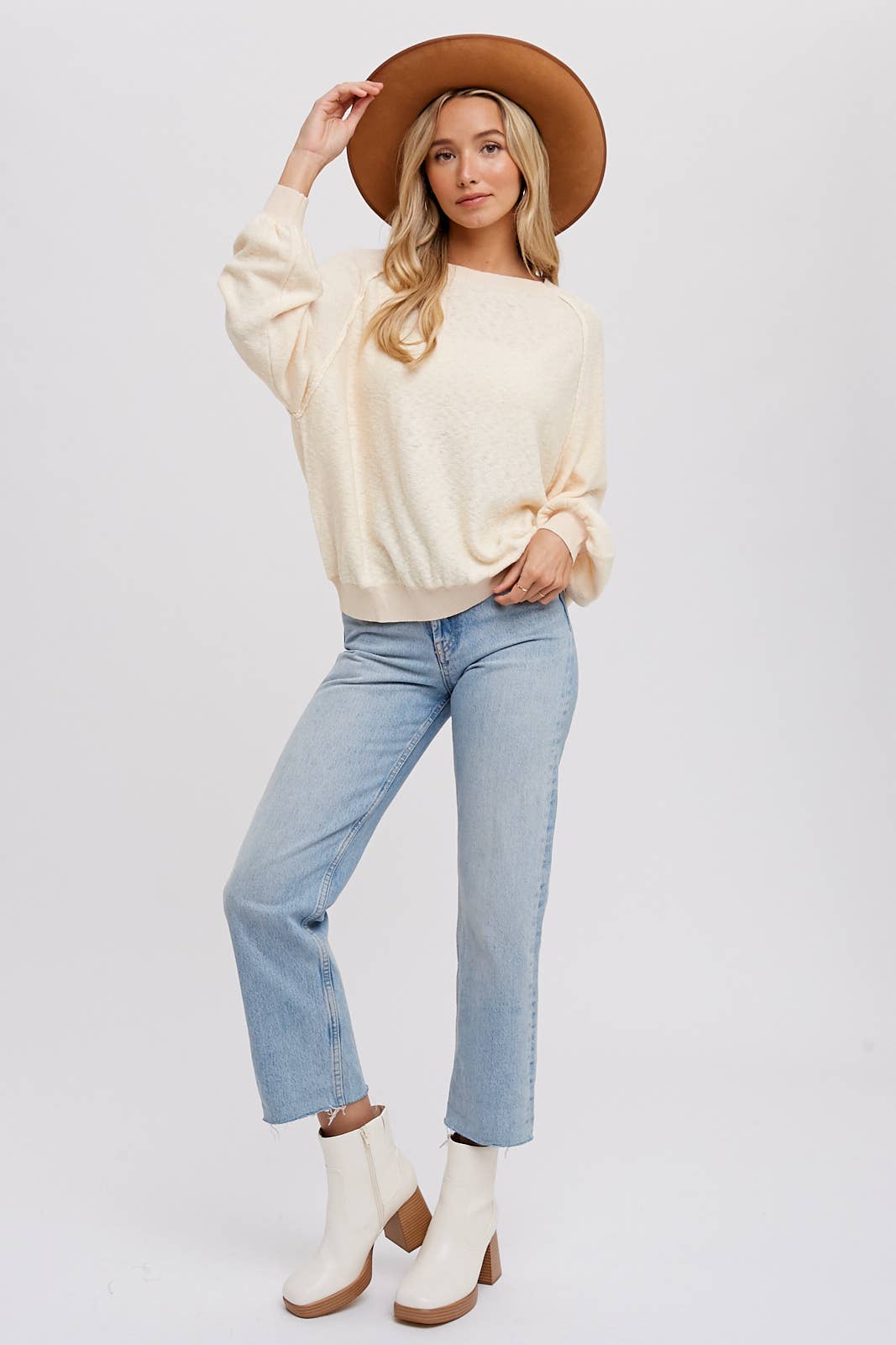 Bluivy - REVERSE SEAM BOUCLE PULLOVER