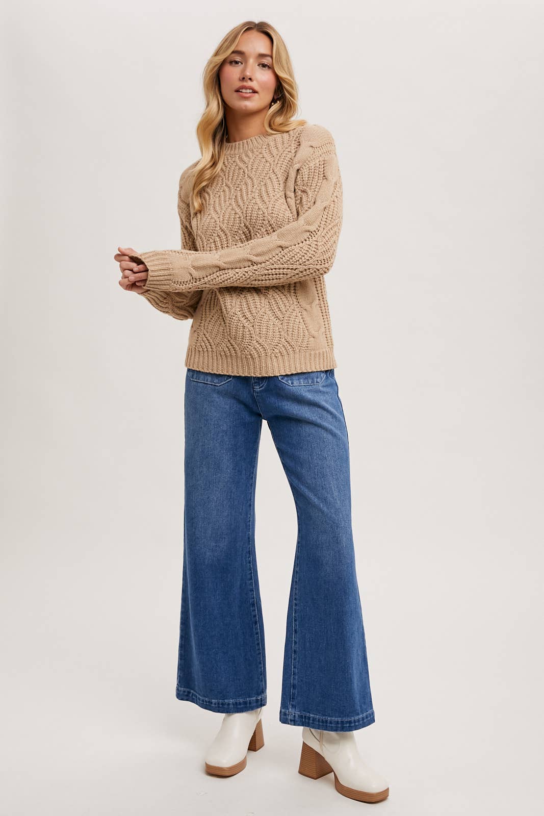 Bluivy - TWISTED KNIT SWEATER PULLOVER TOP