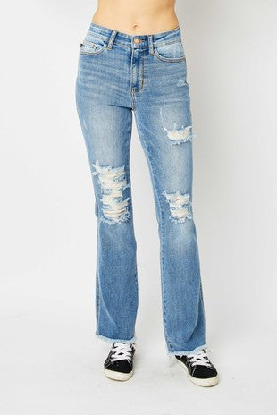 Judy Blue HW Destroy Fray Hem Bootcut