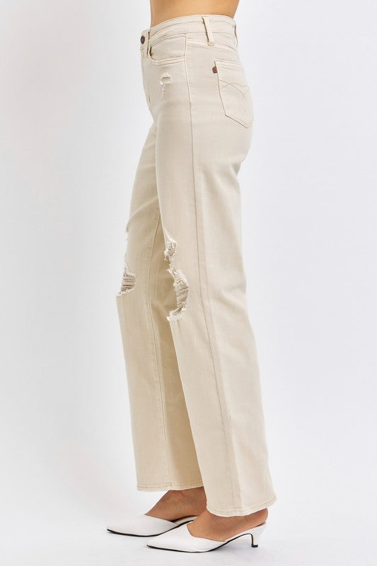 Judy Blue HW Garment Dyed Destroy 90's Straight