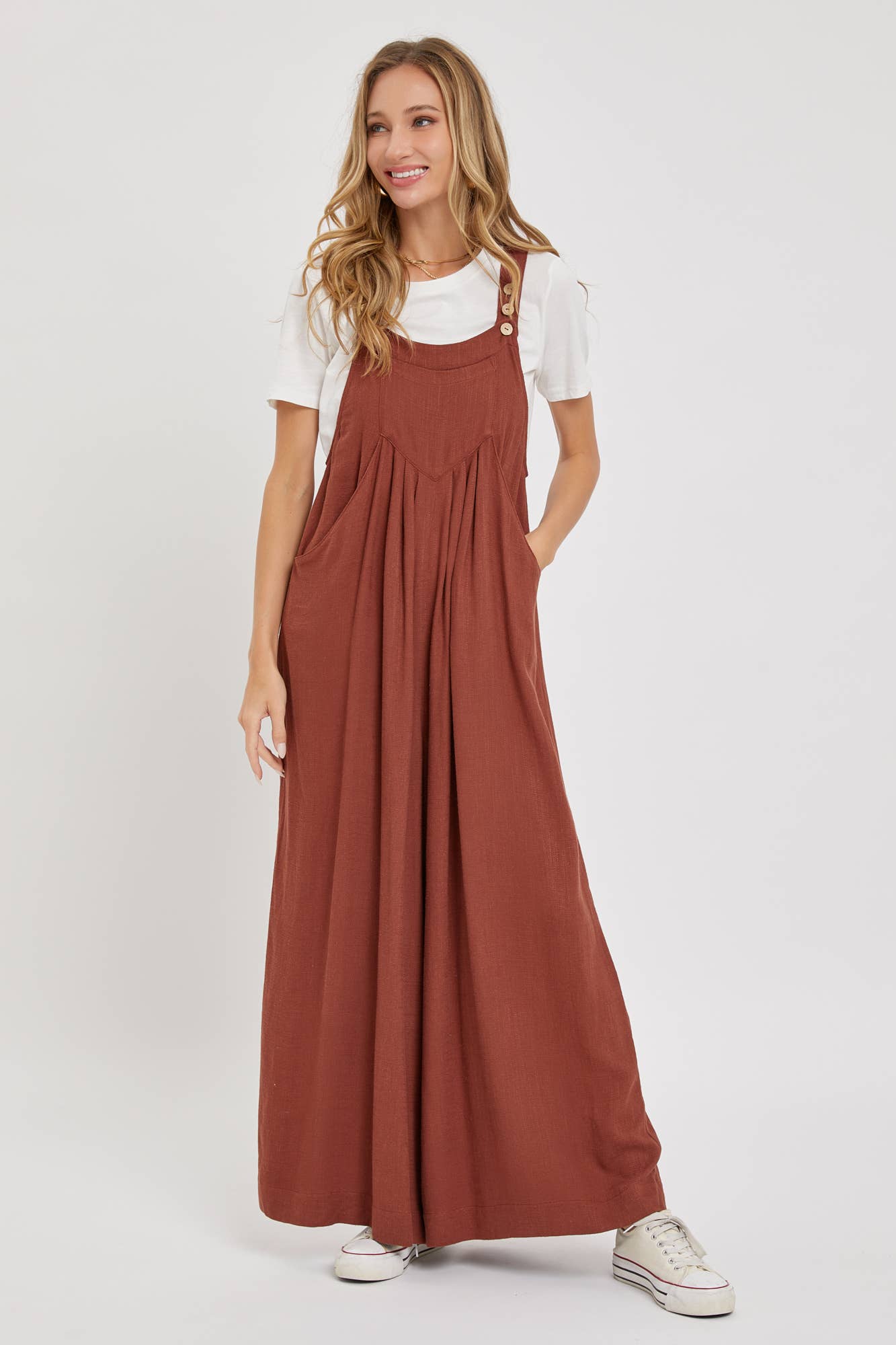 Sweet Lovely by Jen - ADJUSTABLE STRAP OVERALL WIDE LEG JUMPSUIT