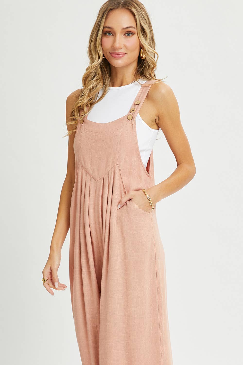 Sweet Lovely by Jen - ADJUSTABLE STRAP OVERALL WIDE LEG JUMPSUIT