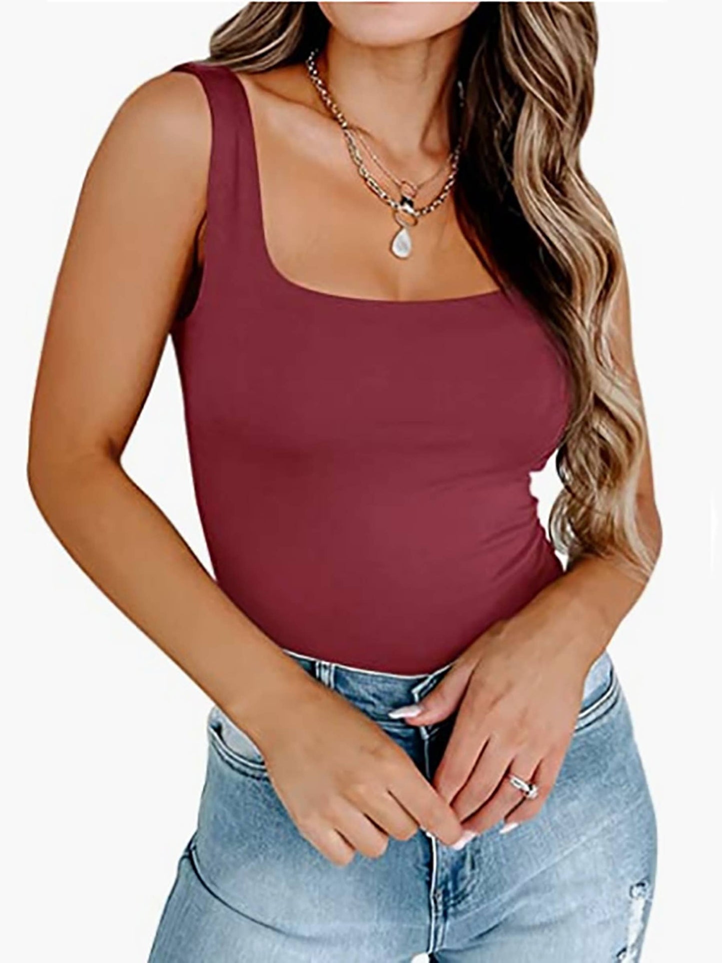Wholesalesir - Women's Sleeveless Strappy Tank Square Neck