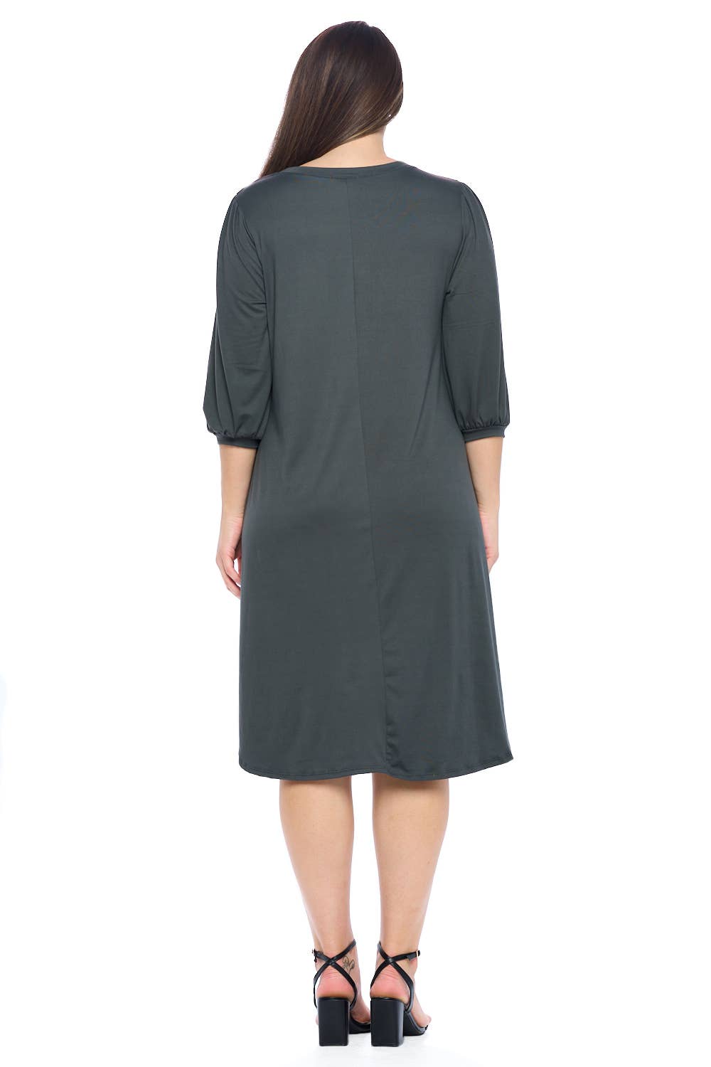 Allium - Plus Size Balloon Sleeve Midi Dress