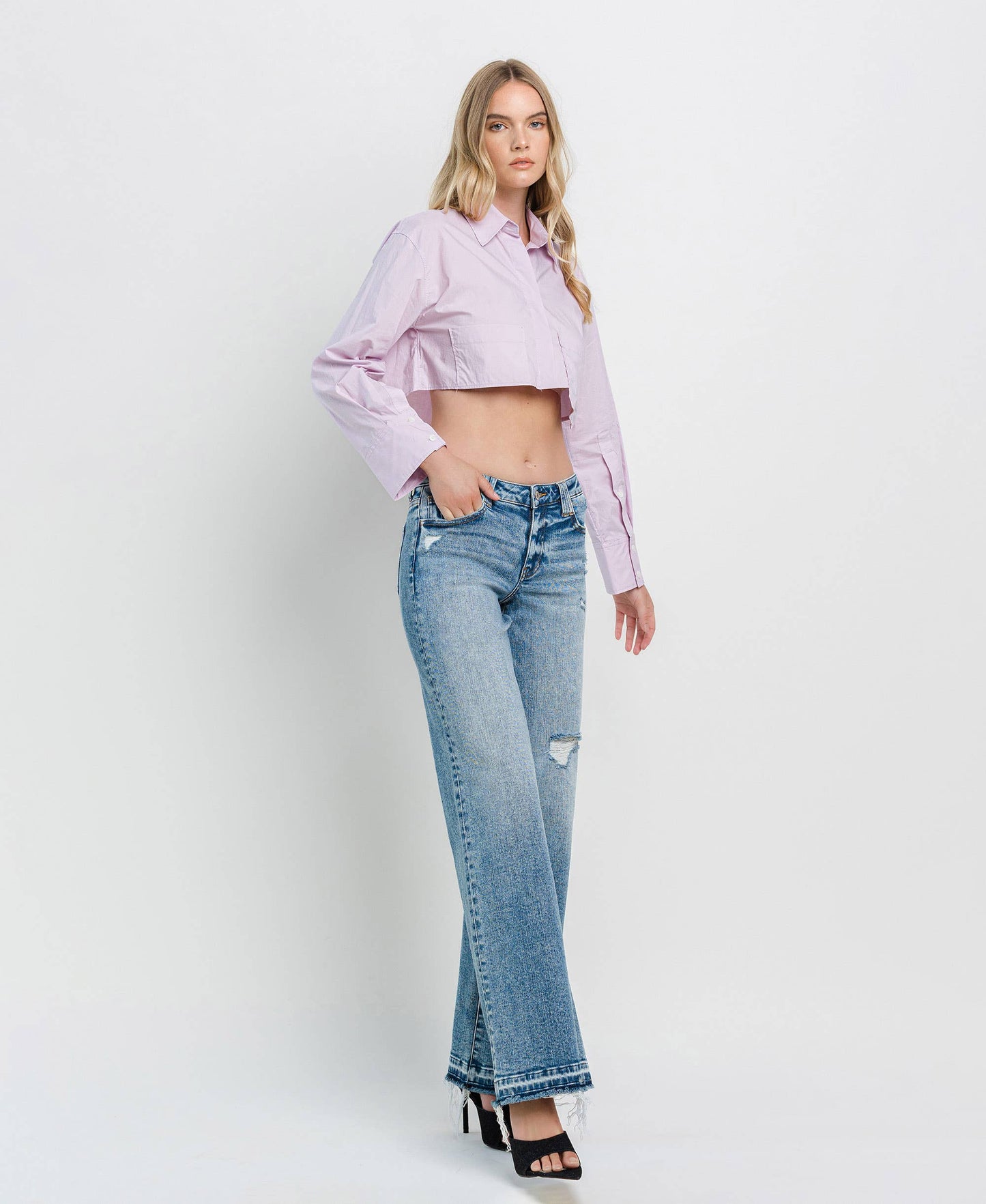 Lovervet by VERVET - TUMMY CONTROL HIGH RISE WIDE LEG JEANS