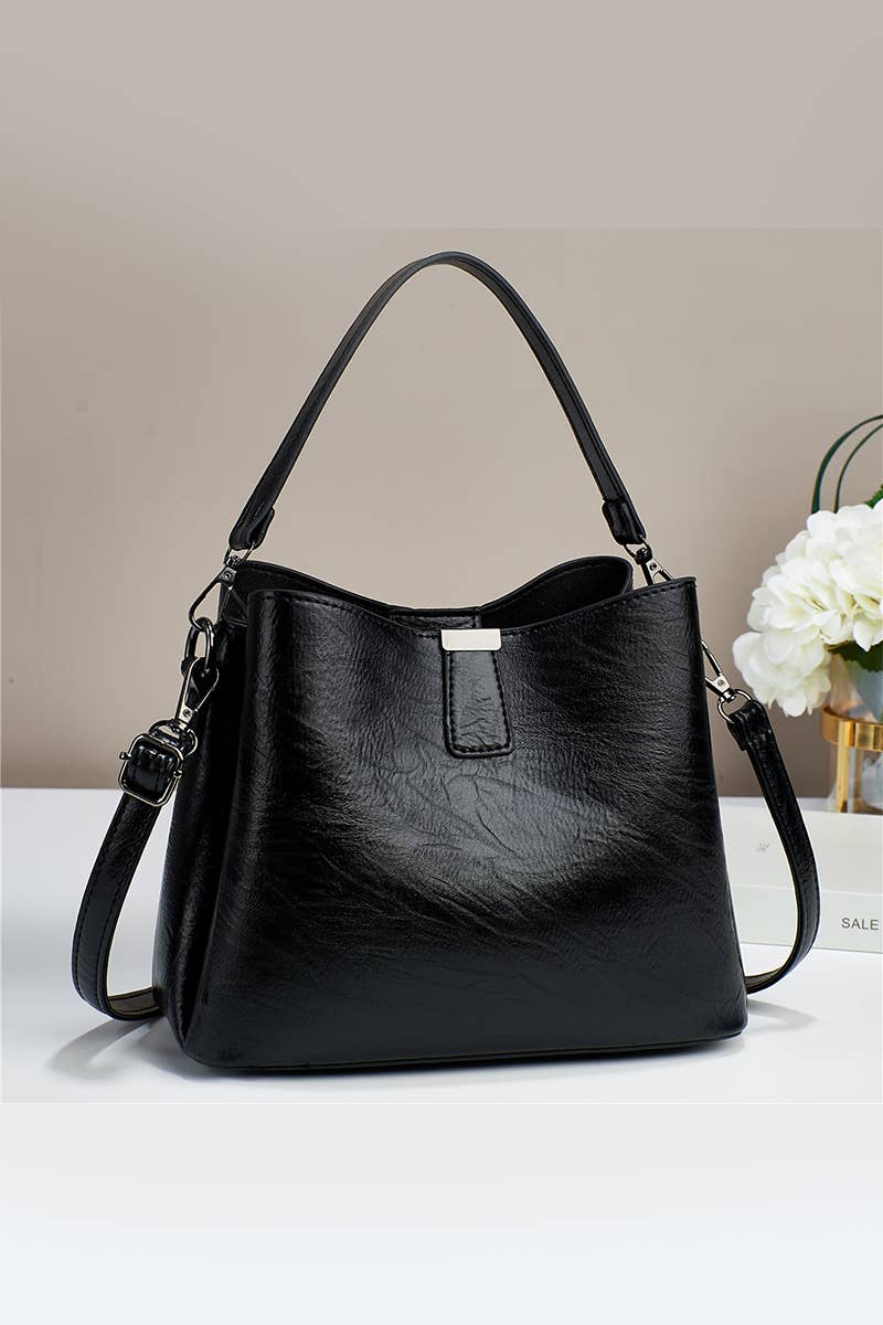 42POPS - ....SI-25642 VEGAN LEATHER BUCKET SHOULDER BAG