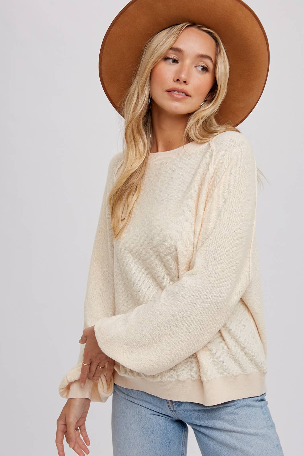 Bluivy - REVERSE SEAM BOUCLE PULLOVER