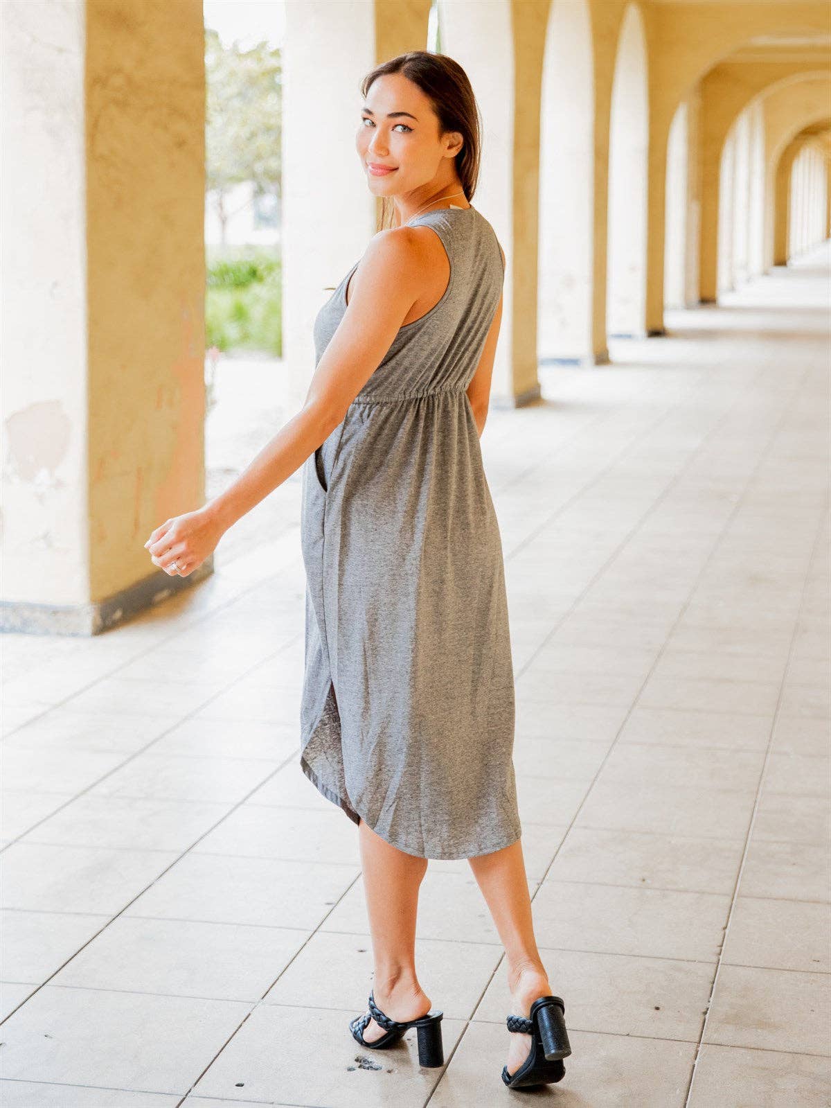 Tickled Teal - Deanna Tie Waist Pocket Dress