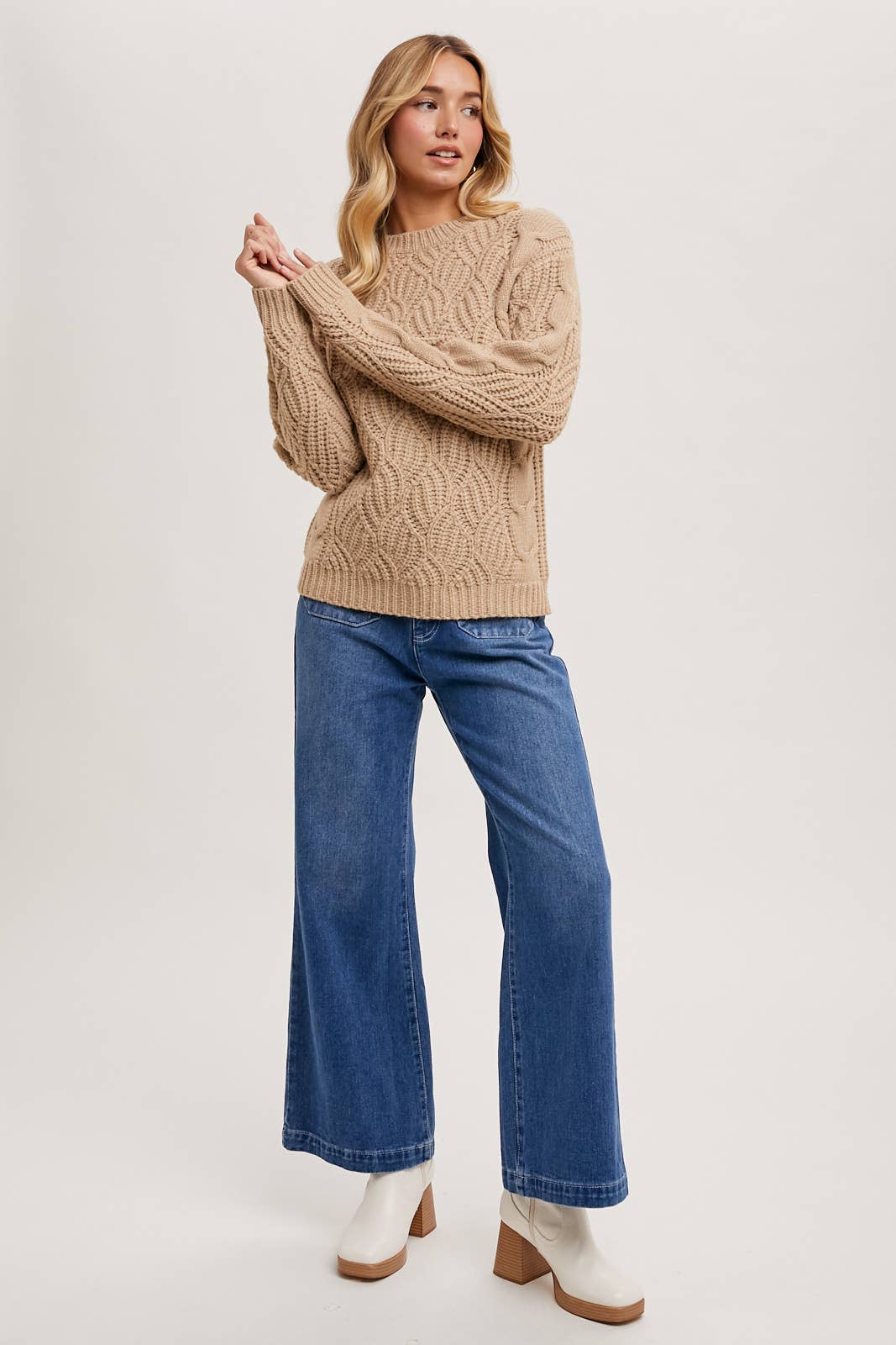 Bluivy - TWISTED KNIT SWEATER PULLOVER TOP