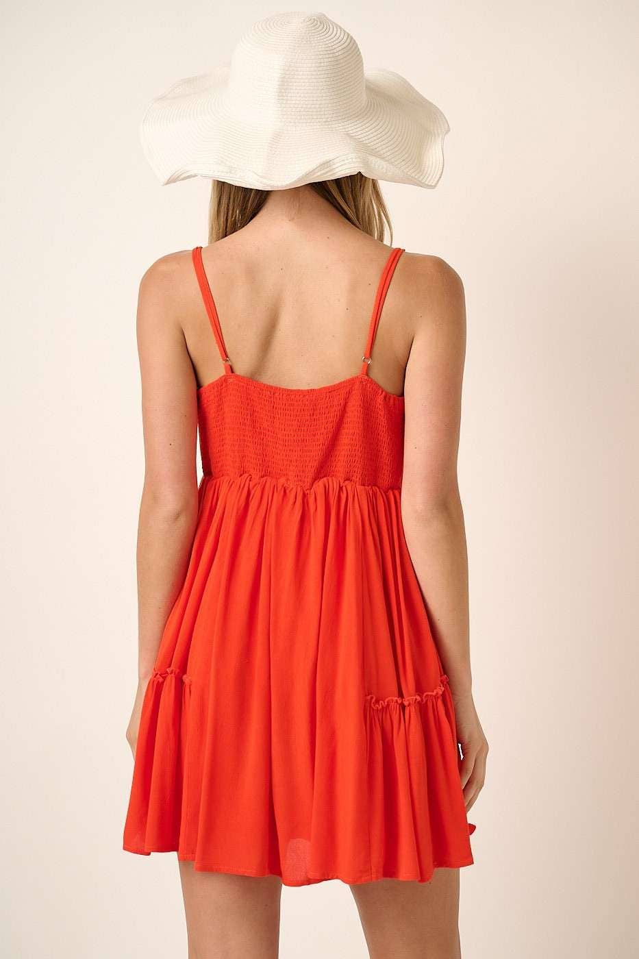 mittoshop - H42489-SMOCKING DETAIL MINI DRESS