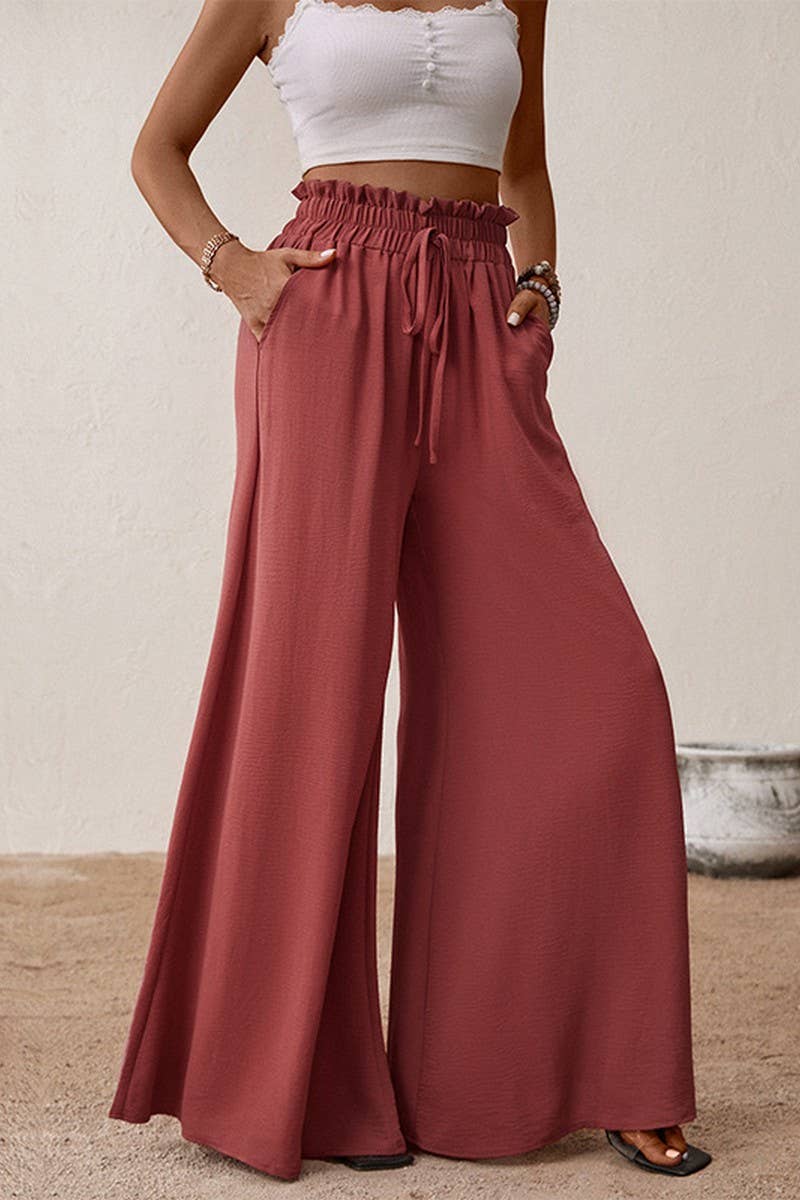 Lily Clothing - SOLID COLOR WIDE LEG FLARED PANTS_CWBLP0483
