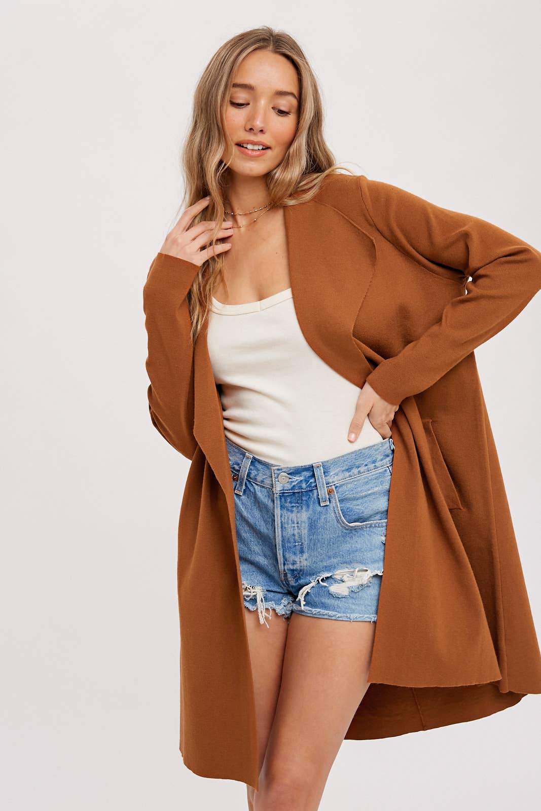 Bluivy - DRAPE COLLAR CARDIGAN