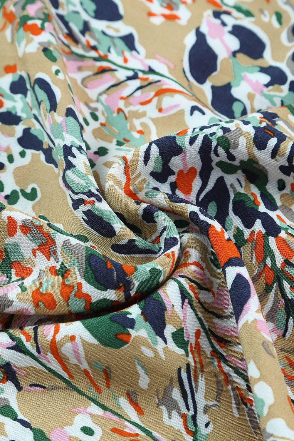 Lovesoft - Multicolor Floral Print Shirred High Waist Wide Leg Casual Pants