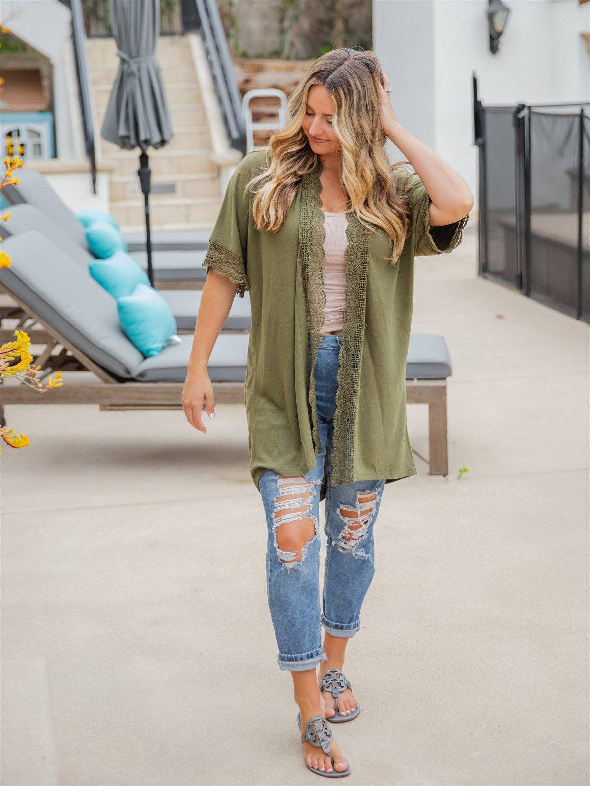 Tickled Teal - Sparrow Lace Kimono Cardigan