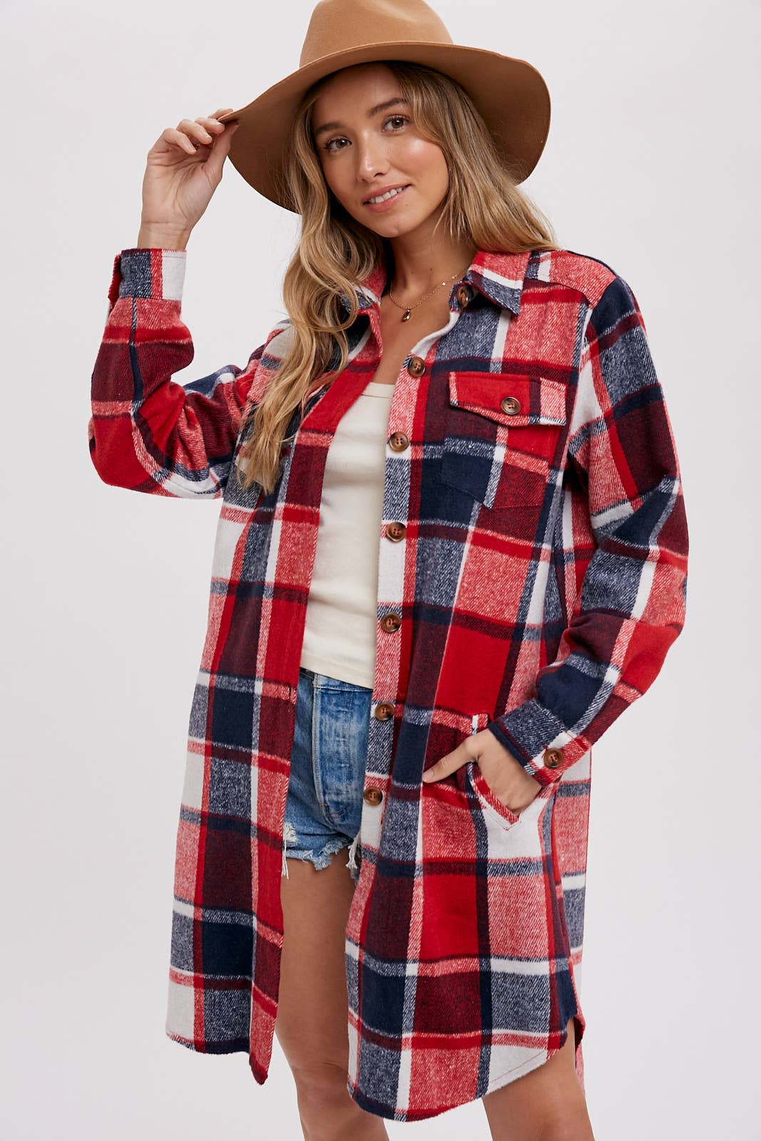 Bluivy - FLANNEL PLAID LONGLINE SHACKET