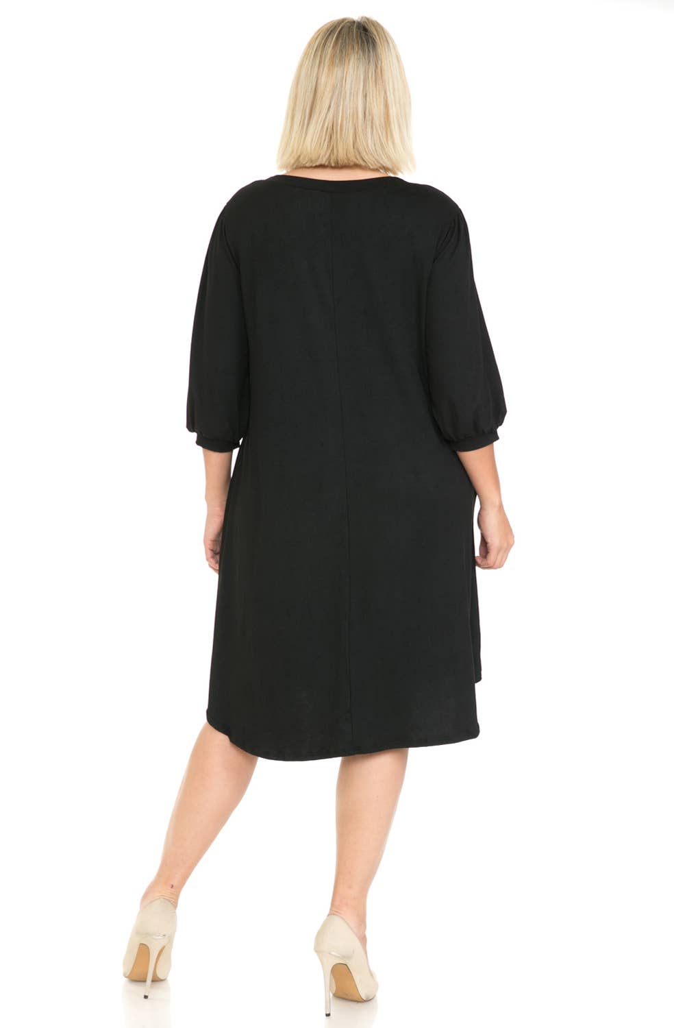 Allium - Plus Size Balloon Sleeve Midi Dress