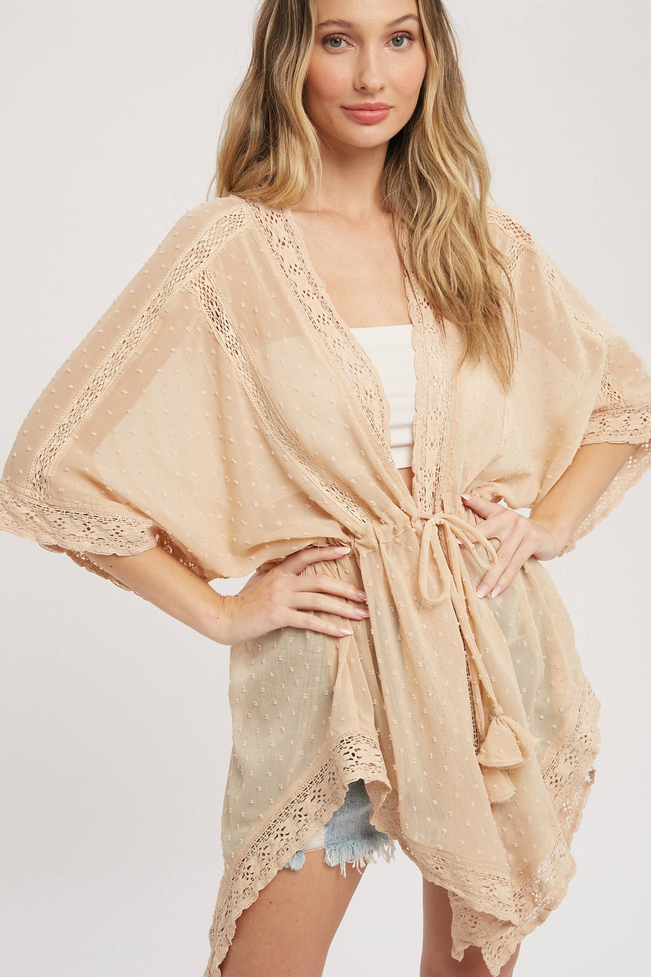 Bluivy - LACE TRIM KIMONO