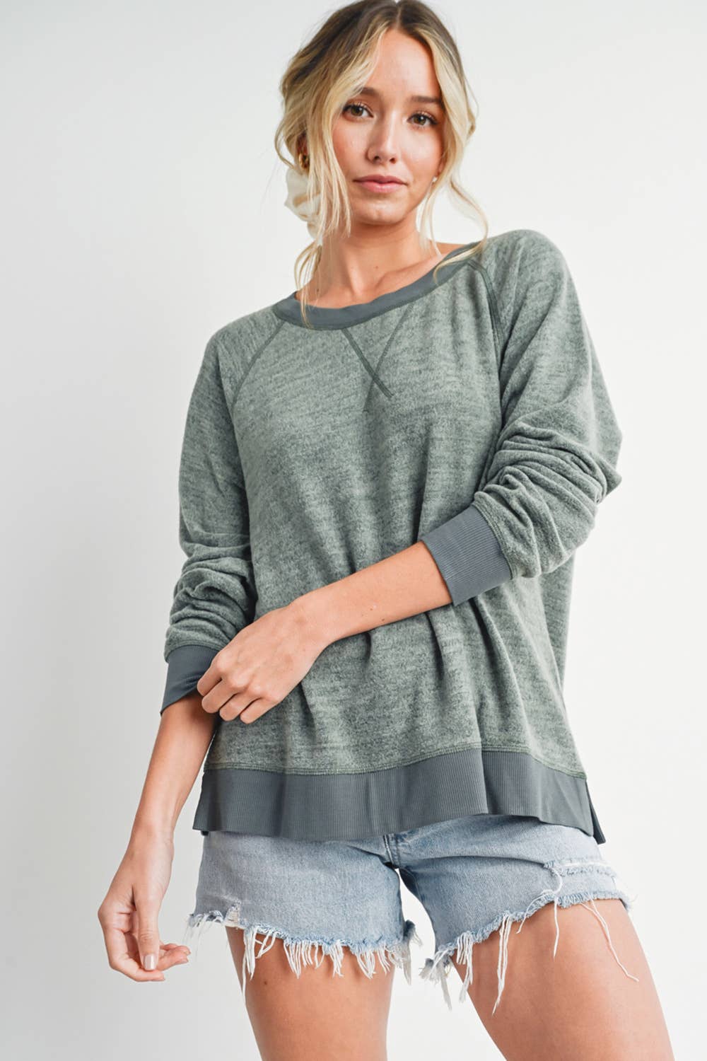 Bluivy - HEATHER CONTRAST SWEATSHIRT PULLOVER