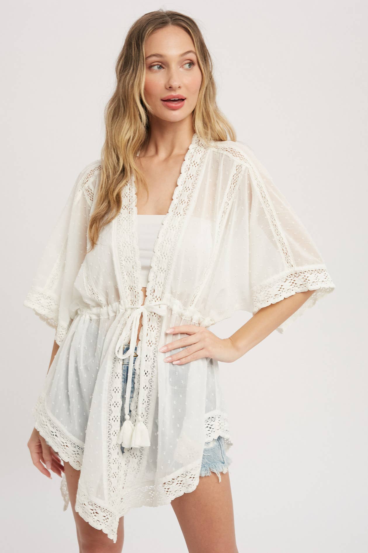 Bluivy - LACE TRIM KIMONO