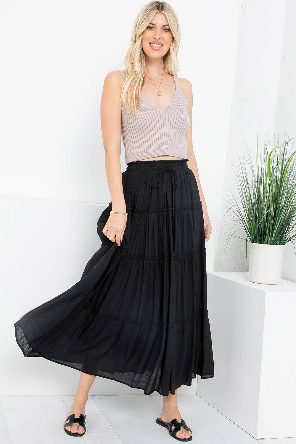 Sweet Lovely by Jen - BESTSELLER FLOWY TIERED MAXI  SKIRT
