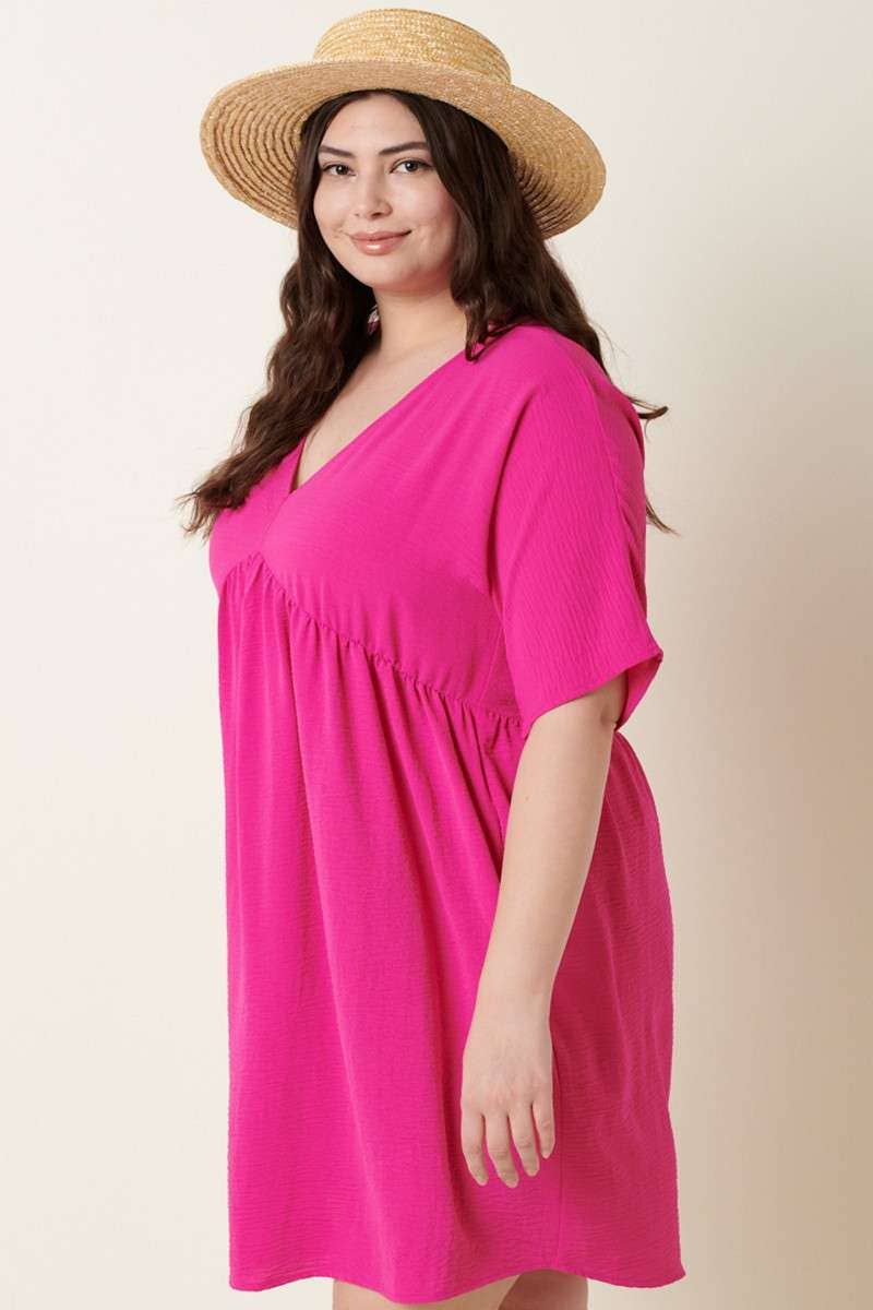 mittoshop - H42498PL -PLUS AIRFLOW DOLMAN BABYDOLL DRESS
