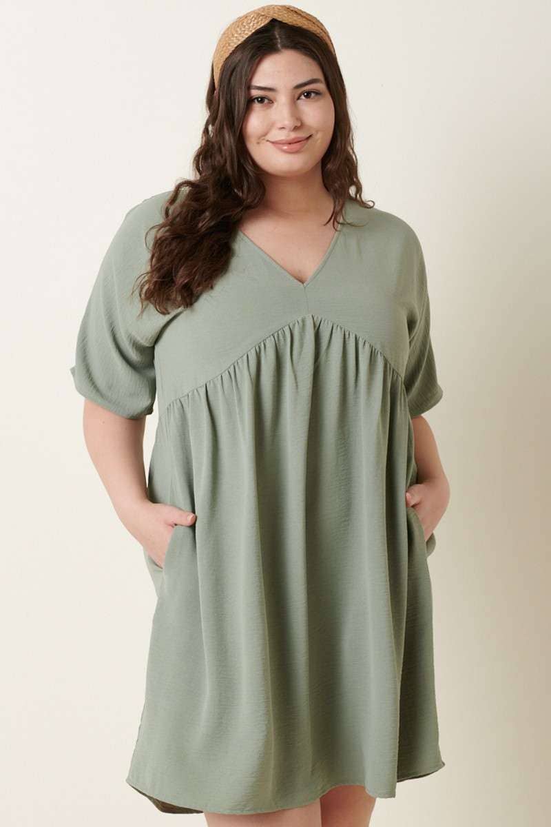 mittoshop - H42498PL -PLUS AIRFLOW DOLMAN BABYDOLL DRESS