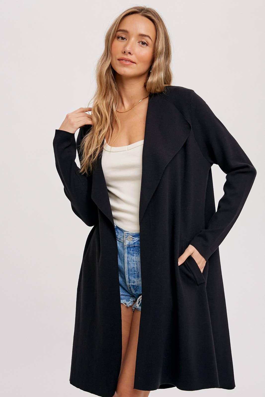 Bluivy - DRAPE COLLAR CARDIGAN