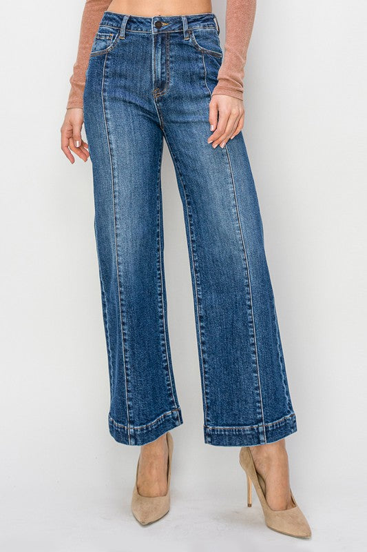 Risen PLUS SIZE HIGH RISE ANKLE WIDE JEANS