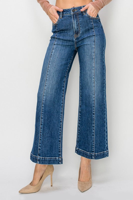 Risen PLUS SIZE HIGH RISE ANKLE WIDE JEANS