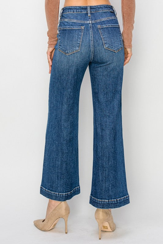Risen PLUS SIZE HIGH RISE ANKLE WIDE JEANS