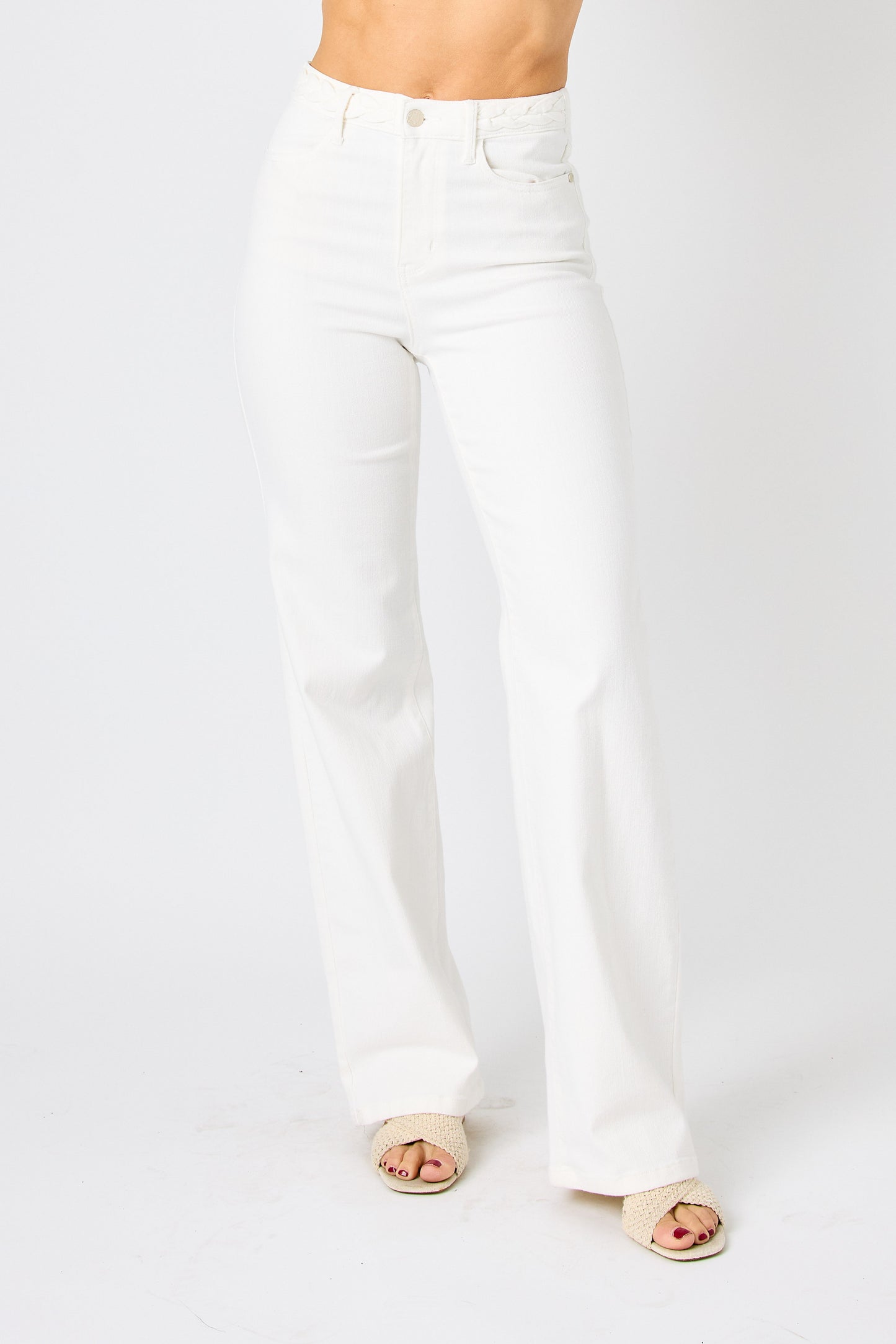 Judy Blue HW Braided Detail Wide Leg