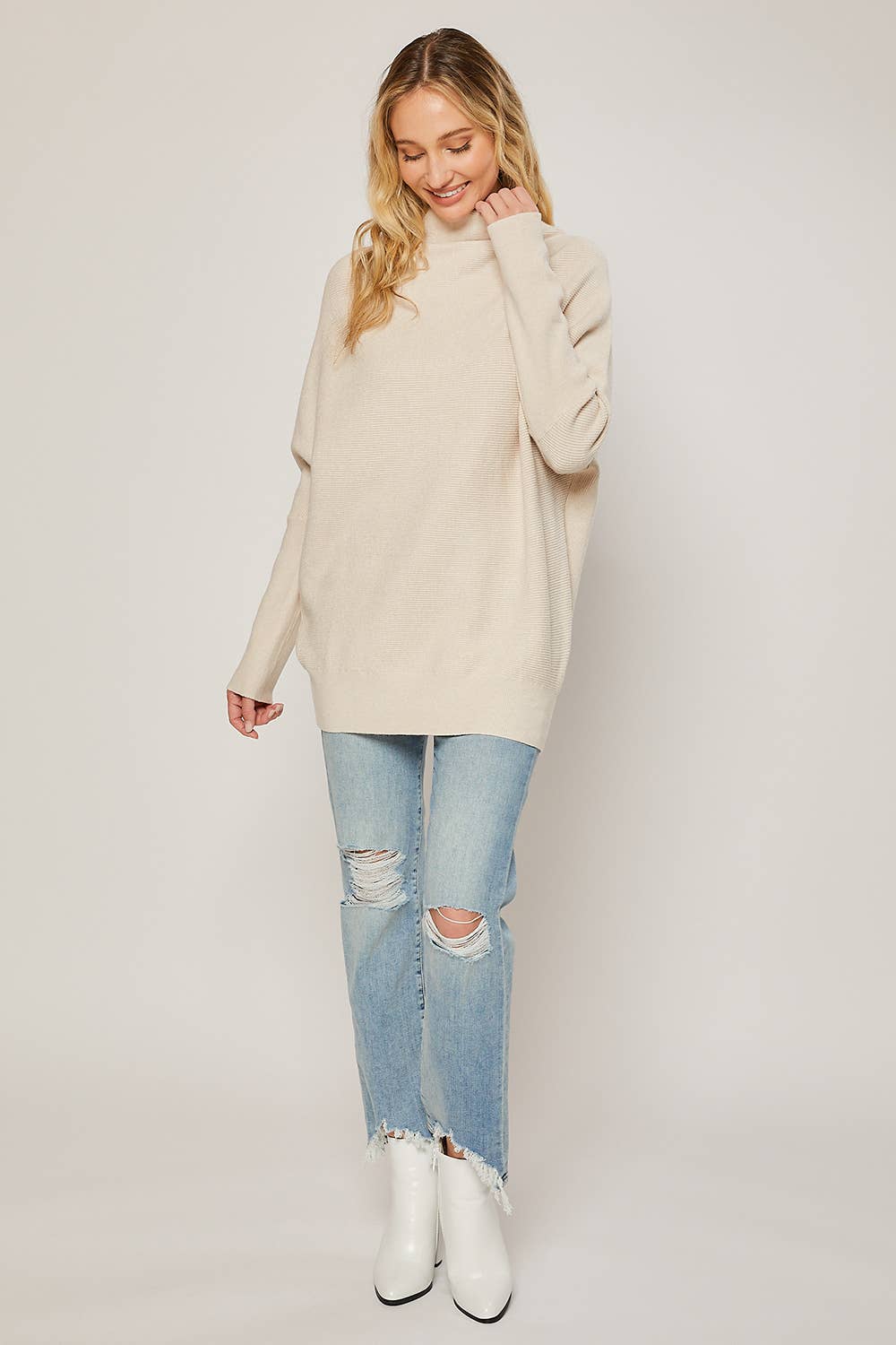 Bluivy - SLOUCH NECK DOLMAN PULLOVER SWEATER
