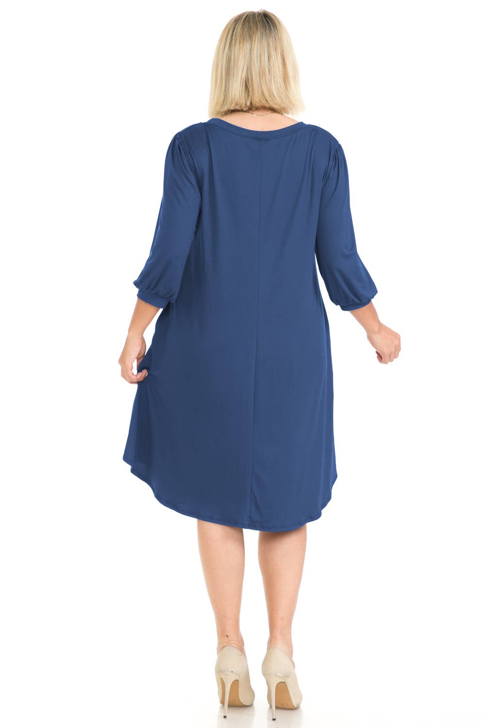 Allium - Plus Size Balloon Sleeve Midi Dress