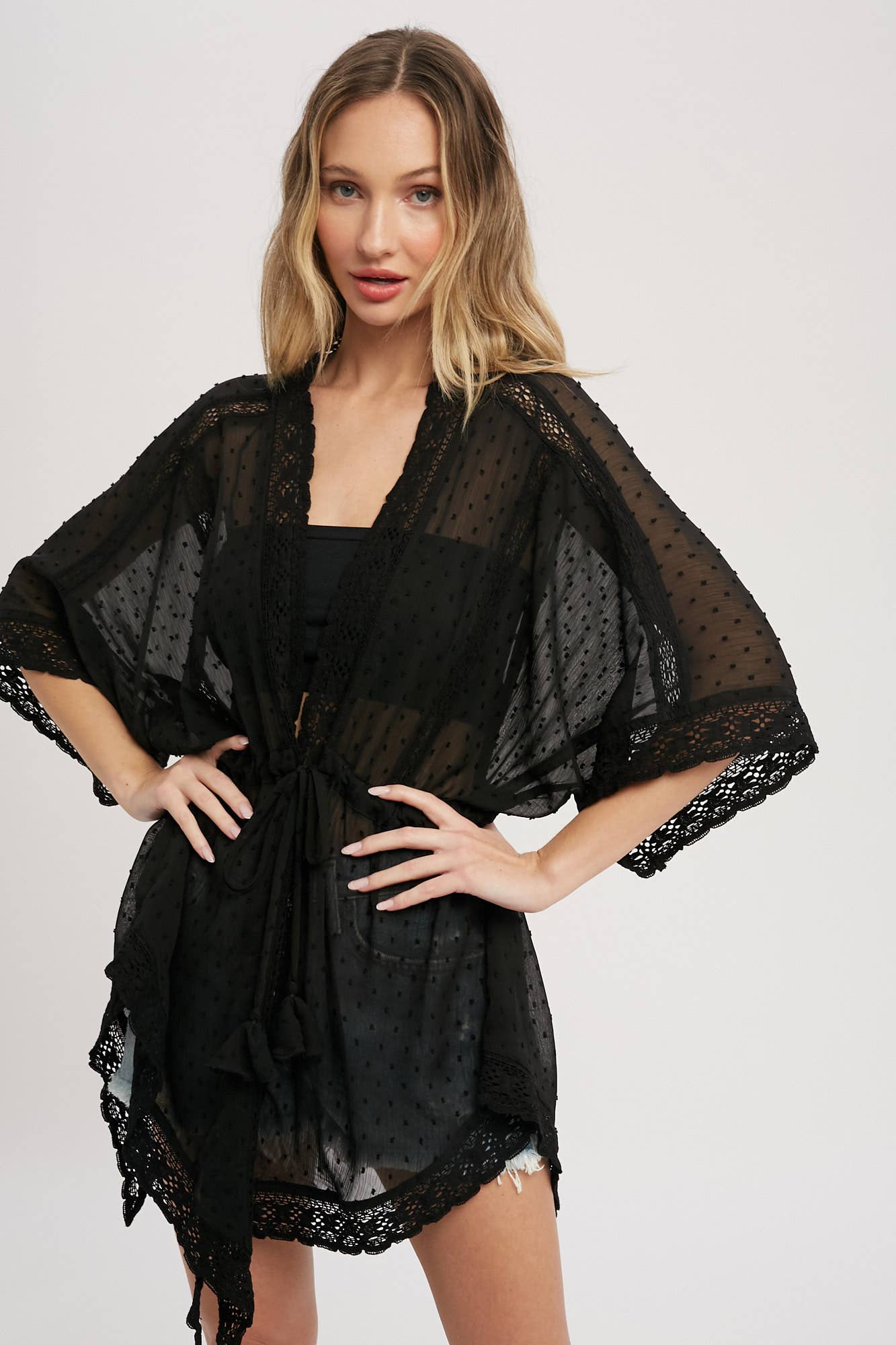 Bluivy - LACE TRIM KIMONO