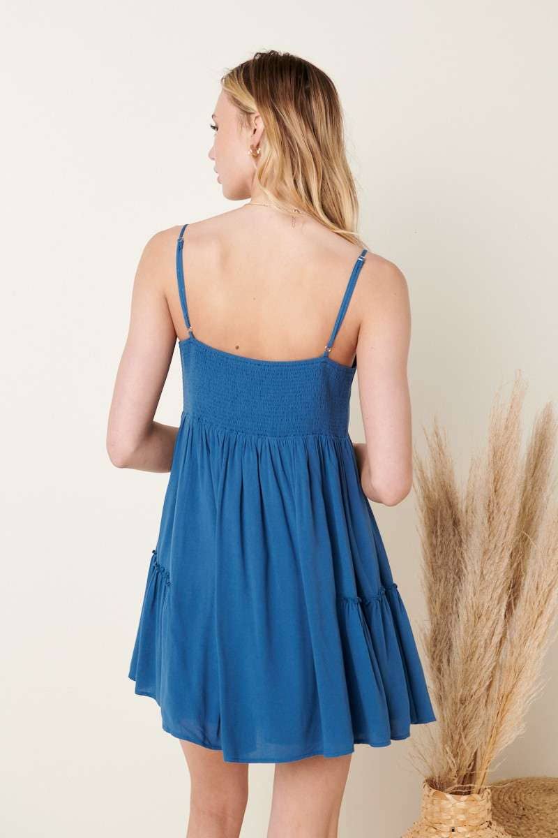 mittoshop - H42489-SMOCKING DETAIL MINI DRESS