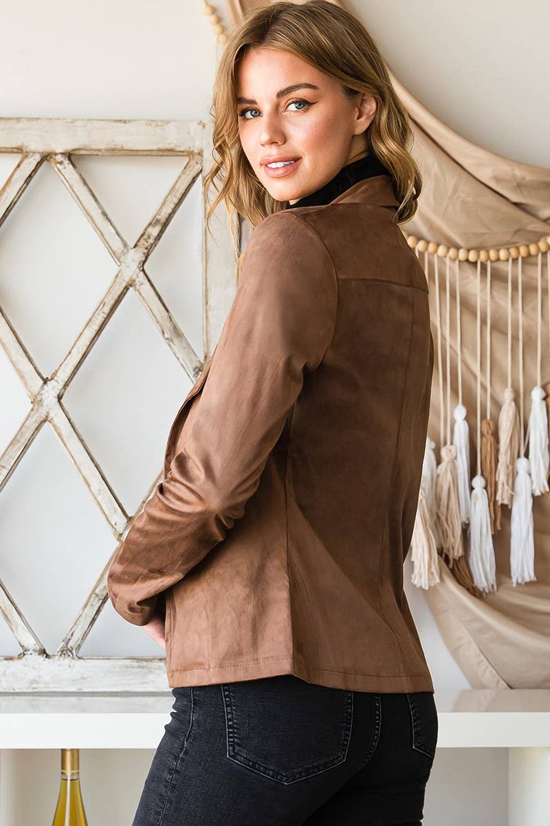 NINEXIS - CWOJA365-M_WATERFALL FAUX SUEDE OVER HIP LENGTH JACKET