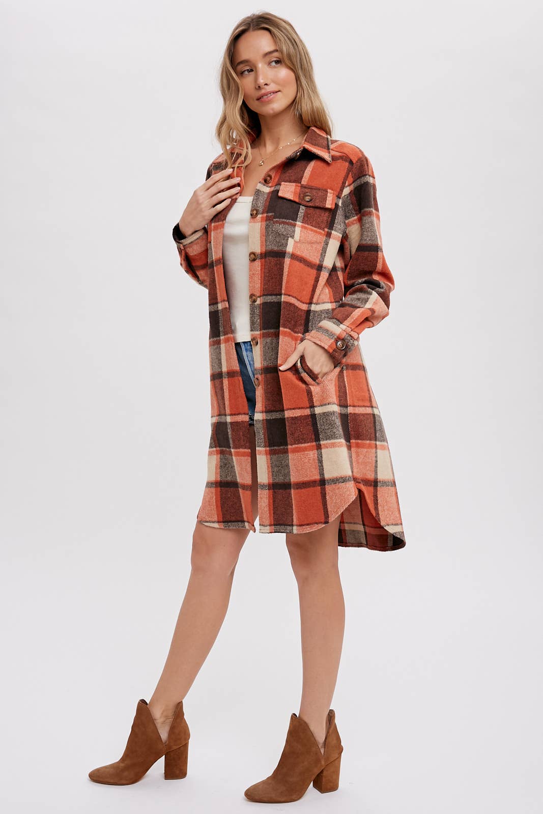 Bluivy - FLANNEL PLAID LONGLINE SHACKET