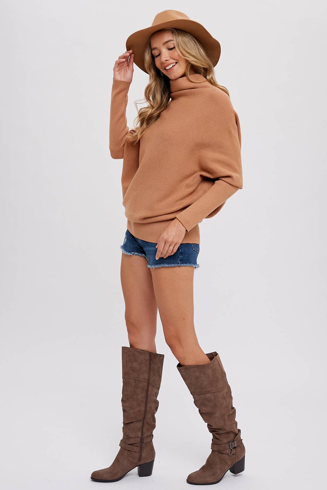 Bluivy - SLOUCH NECK DOLMAN PULLOVER SWEATER