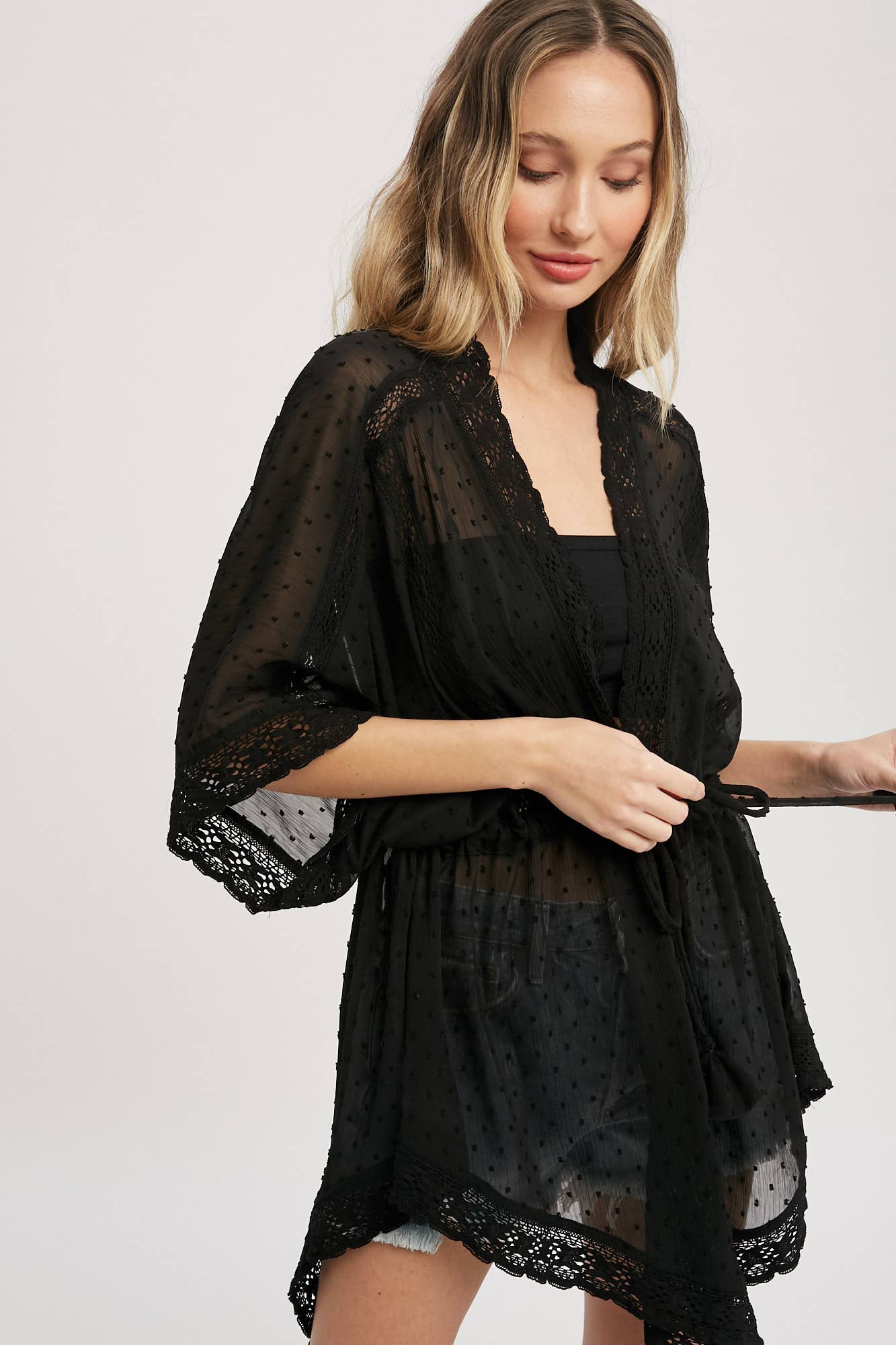 Bluivy - LACE TRIM KIMONO