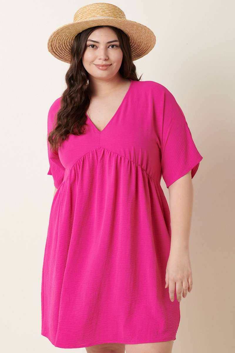 mittoshop - H42498PL -PLUS AIRFLOW DOLMAN BABYDOLL DRESS
