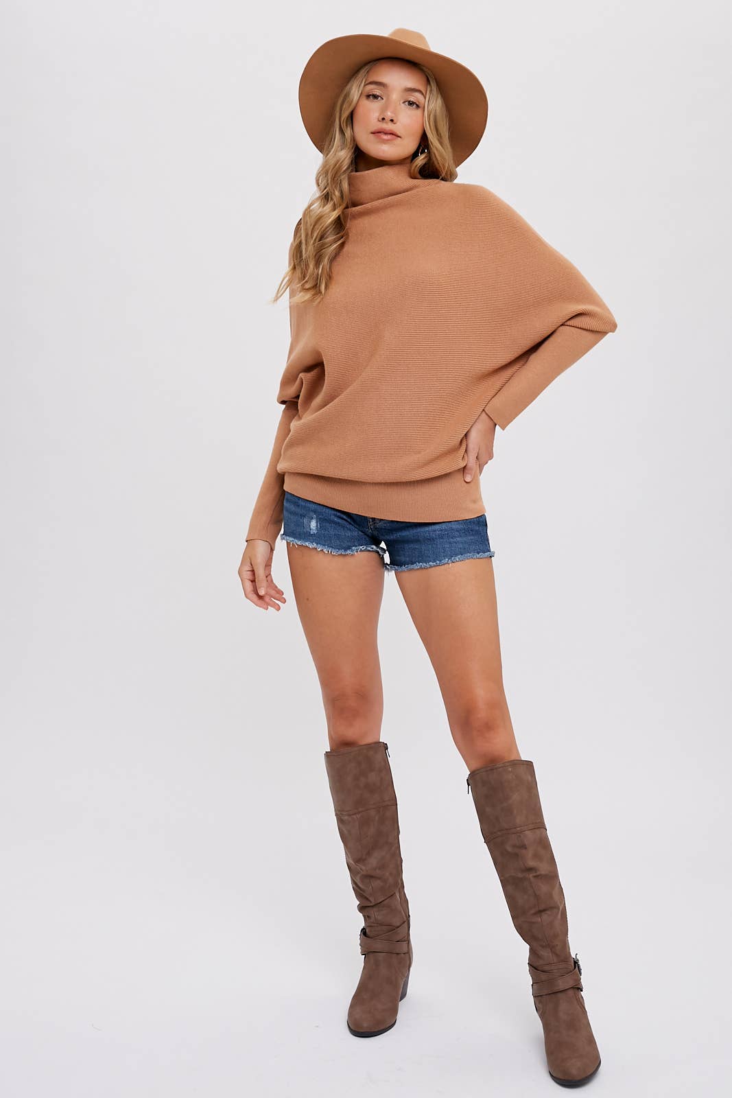 Bluivy - SLOUCH NECK DOLMAN PULLOVER SWEATER
