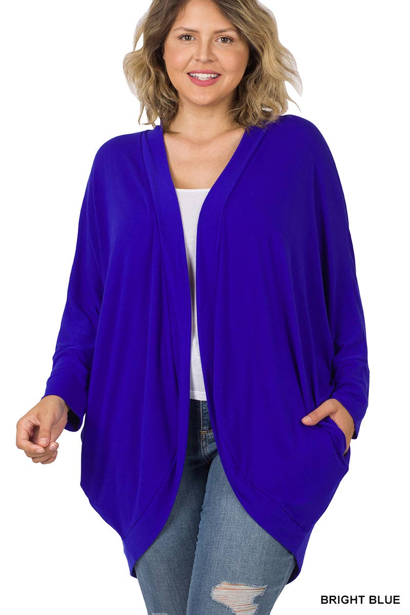 42POPS - ,, SI-13616 PLUS SIZE PREMIUM FABRIC 3/4 SLEEVE COCOON WRA